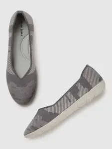 Marc Loire Women Grey Woven Design Ballerinas Flats Shoes