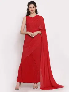 LELA Red Embellished Drape Saree