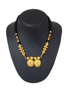 Shining Jewel - By Shivansh Gold-Plated & Black Brass Mangalsutra Necklace