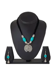 Shining Jewel - By Shivansh Silver-Plated & Blue Jewellery Set with Earrings
