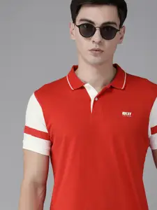 BEAT LONDON by PEPE JEANS Men Red Polo Collar Pure Cotton Slim Fit T-shirt