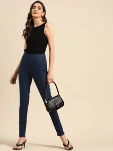 all about you Women Navy Blue Skinny Fit High-Rise Stretchable Jeans