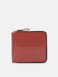 Bagsy Malone Women Rust Animal Textured Zip Around Wallet