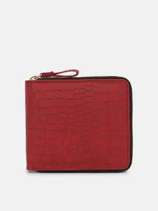 Bagsy Malone Women Red Textured Zip Around Wallet