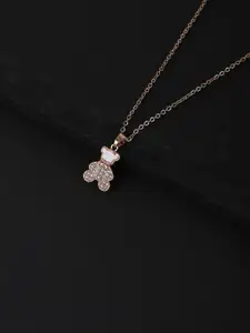 Carlton London Rose Gold & Off White Copper Necklace