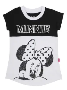 PROTEENS Girls Black & White Minnie Mouse Printed T-shirt