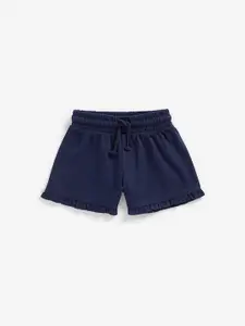 mothercare Infant Girls Navy Blue Solid Cotton Shorts
