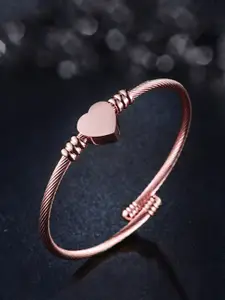 Yellow Chimes Stainless Steel Rose Gold Plated Heart Designed Cuff Bracelet