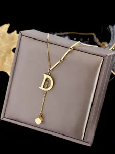 Yellow Chimes Yellow Chime Gold-Plated Letter D Pendant With Chain