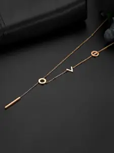 Yellow Chimes Rose Gold-Plated Love Pendant With Chain