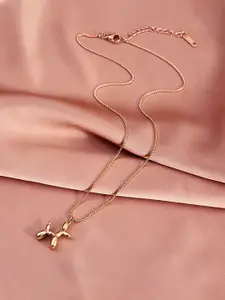 Yellow Chimes Yellow Chimes Rose Gold-Plated Dog Pendant With Chain