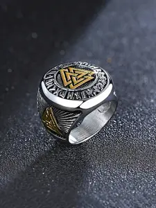 Yellow Chimes Men Silver-Toned & Rhodium-Plated Finger Ring