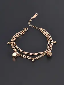 Yellow Chimes Women Rose Gold-Plated Link Charm Bracelet
