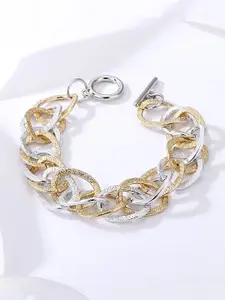 Yellow Chimes Women Silver & Gold Rhodium-Plated Wraparound Bracelet