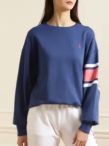 Polo Ralph Lauren Women Navy Blue Printed Cotton Sweatshirt