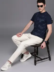 Louis Philippe Jeans Men Self-Design Striped T-shirt