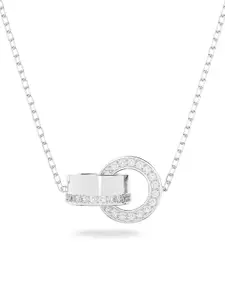 SWAROVSKI White & Silver-Toned Rhodium-Plated Pendant