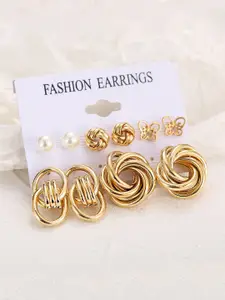 Yellow Chimes Set of 5 Gold-Plated Quirky Studs Earrings