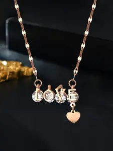 Yellow Chimes Woman Rose Gold plated Love Heart Crystal Pendant with Chian