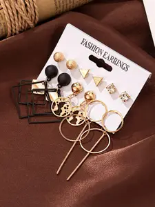 Yellow Chimes Set of 6 Gold-Plated Quirky Drop Earrings