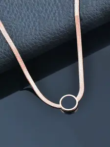 Yellow Chimes Rose Gold & Black Rose Gold-Plated Necklace