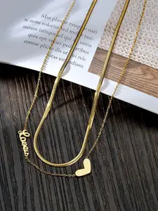 Yellow Chimes Women Gold plated Minimal Love heart Charm Designed Necklace