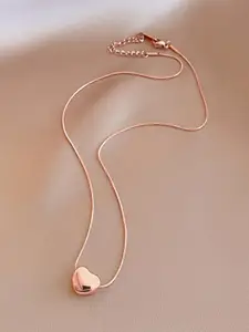 Yellow Chimes Rose Gold Plated Statement Style Heart Charm Pendant With Chain