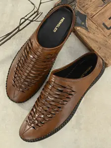 MENGLER Men Tan & Black Shoe-Style Sandals