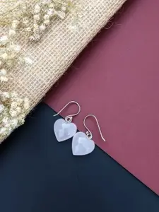 TRISHONA Sterling Silver & Pink Heart Shaped Drop Earrings