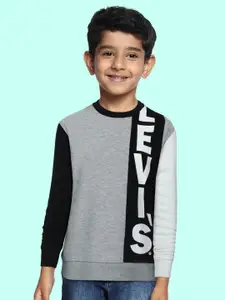 Levis Boys Grey Melange Colourblocked Sweatshirt