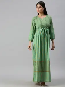 SHOWOFF Women Green Ethnic Maxi Dress