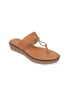 Rocia Women Tan T-Strap Flats
