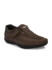 Hitz Men Brown Solid Shoe Style Sandals