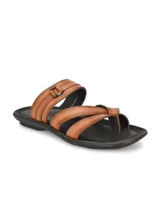 Hitz Men Tan Leather Comfort Sandals