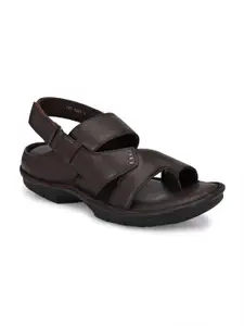 Hitz Men Brown Leather Comfort Sandals