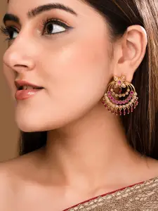 Rubans Gold-Plated Crescent Shaped AD Studded Chandbalis Earrings