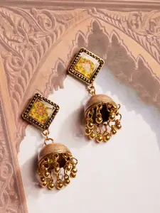 Rubans Gold-Toned Dome Shaped Jhumkas Earrings