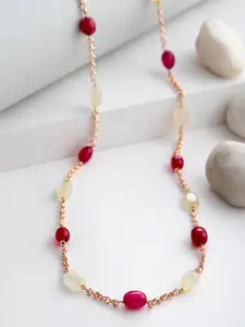 DUGRISTYLE Women Red & White Natural Stones Beaded Necklace