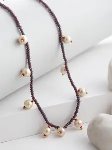 DUGRISTYLE Gold-Toned & White Copper Gold-Plated Handcrafted Necklace