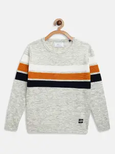 Octave Boys Grey & Black Striped Acrylic Pullover