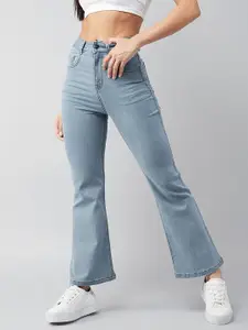 DOLCE CRUDO Women Stunning Blue High-Rise Bootcut Stretchable Jeans