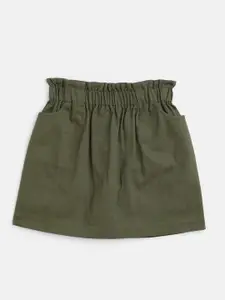Noh.Voh - SASSAFRAS Kids Olive Green Solid Mini Skirt