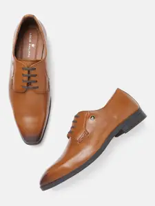 Louis Philippe Men Tan Brown Solid Leather Formal Derbys