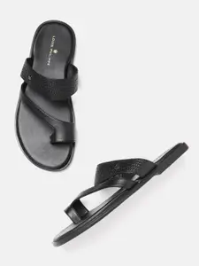 Louis Philippe Men Black Crocs Textured Comfort Sandals