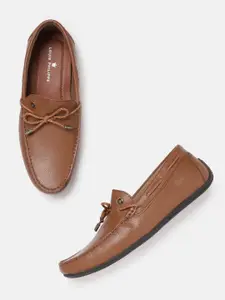 Louis Philippe Men Tan Brown Solid Leather Driving Shoes