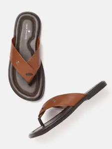 Louis Philippe Men Tan Brown Solid Comfort Sandals