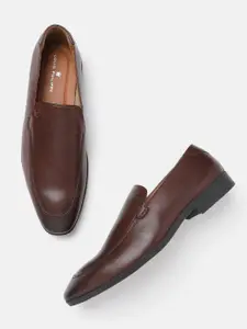 Louis Philippe Men Coffee Brown Leather Solid Formal Slip-Ons