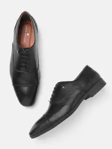 Louis Philippe Men Black Leather Solid Formal Oxfords
