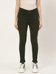 PARIS HAMILTON Women Olive Green Slim Fit High-Rise Stretchable Jeans