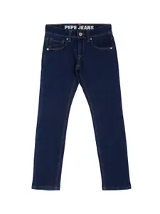 Pepe Jeans Boys Blue Solid Slim Fit Clean Look Stretchable Jeans